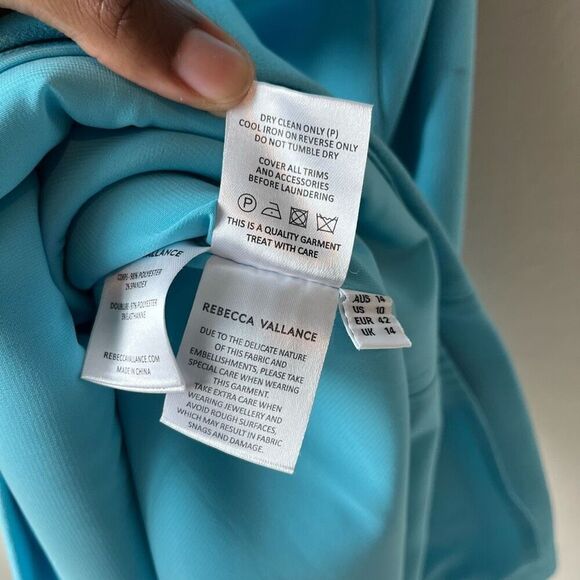 Rebecca Vallance Michelle Puff Sleeve Teal Blue Midi‎ Dress Size 10 - Picture 12 of 13